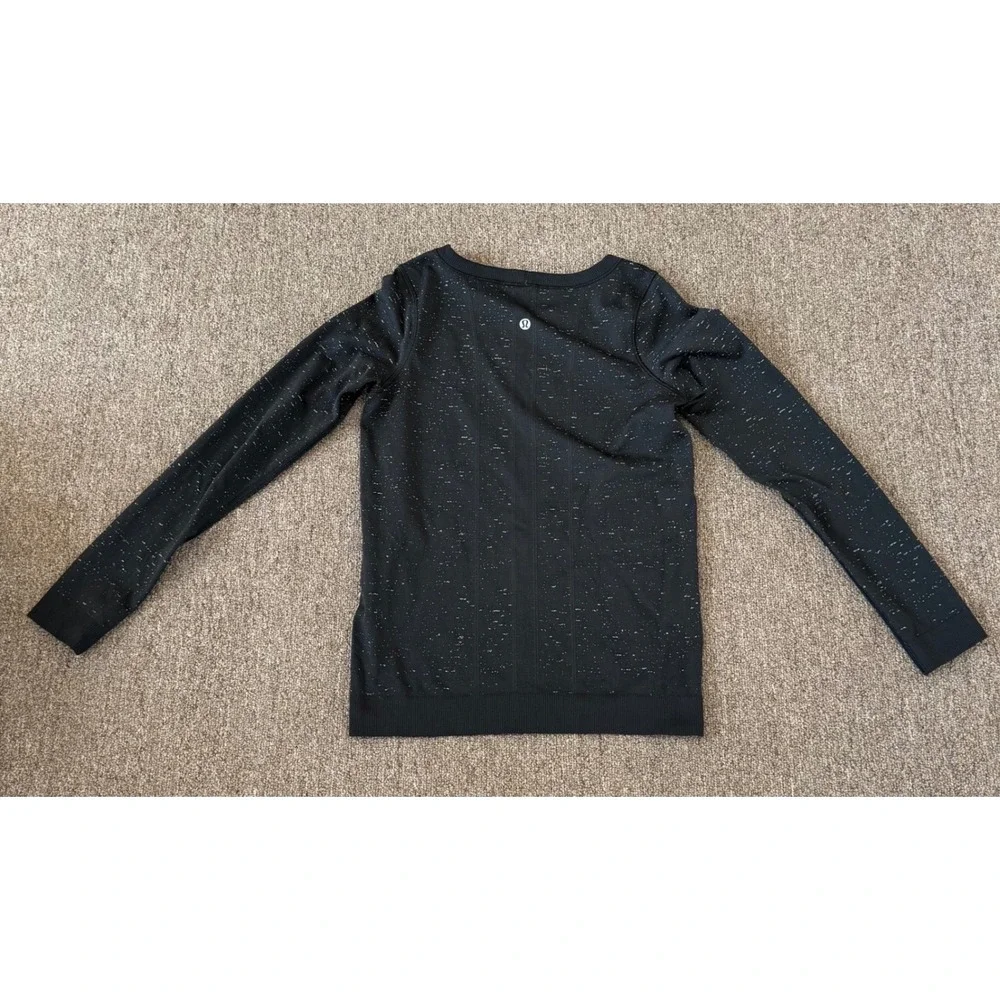Lululemon Swiftly Tech Long Sleeve Crew Black White Speckled Space‎ Dye Top